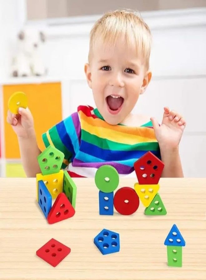 Manos Wooden Geometric Shape Sorting Board, Educational Stacking Toy, Montessori Learning Blocks for Toddlers 1-3 Years - Image 5